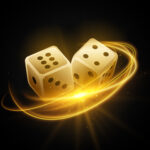 realistic casino gambling dice dark banner with light streak effect vector
